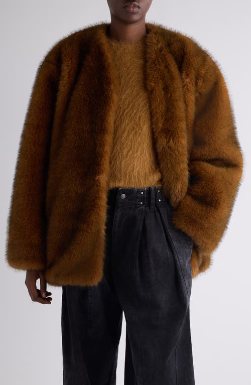 Isabel Marant Aglae Boxy Faux Fur Coat In Brown