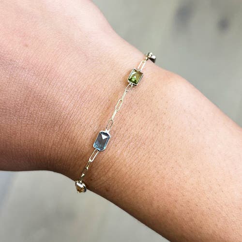 The Lovery Fine Jewelry Rainbow Gemstone Paperclip Bracelet In Multi
