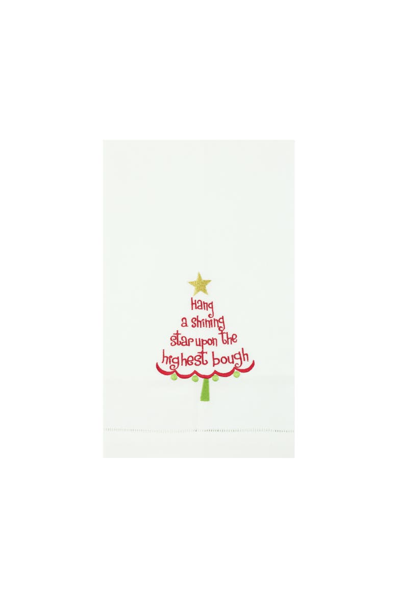 Christmas Tree "Hang a Shining Star" 100% Cotton Guest Towel, Main, color, red