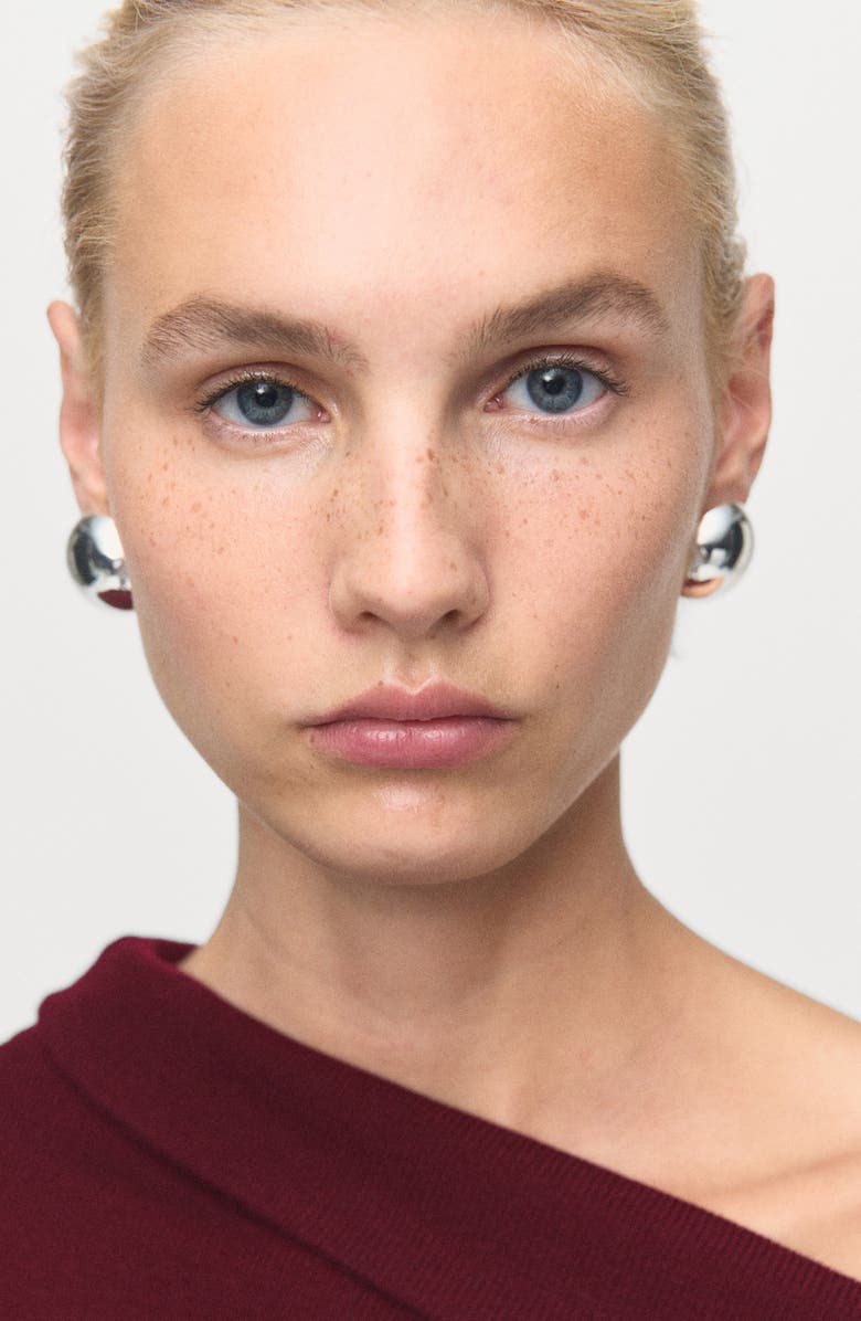 MANGO Ruched Off the Shoulder Sweater, Alternate, color, Maroon