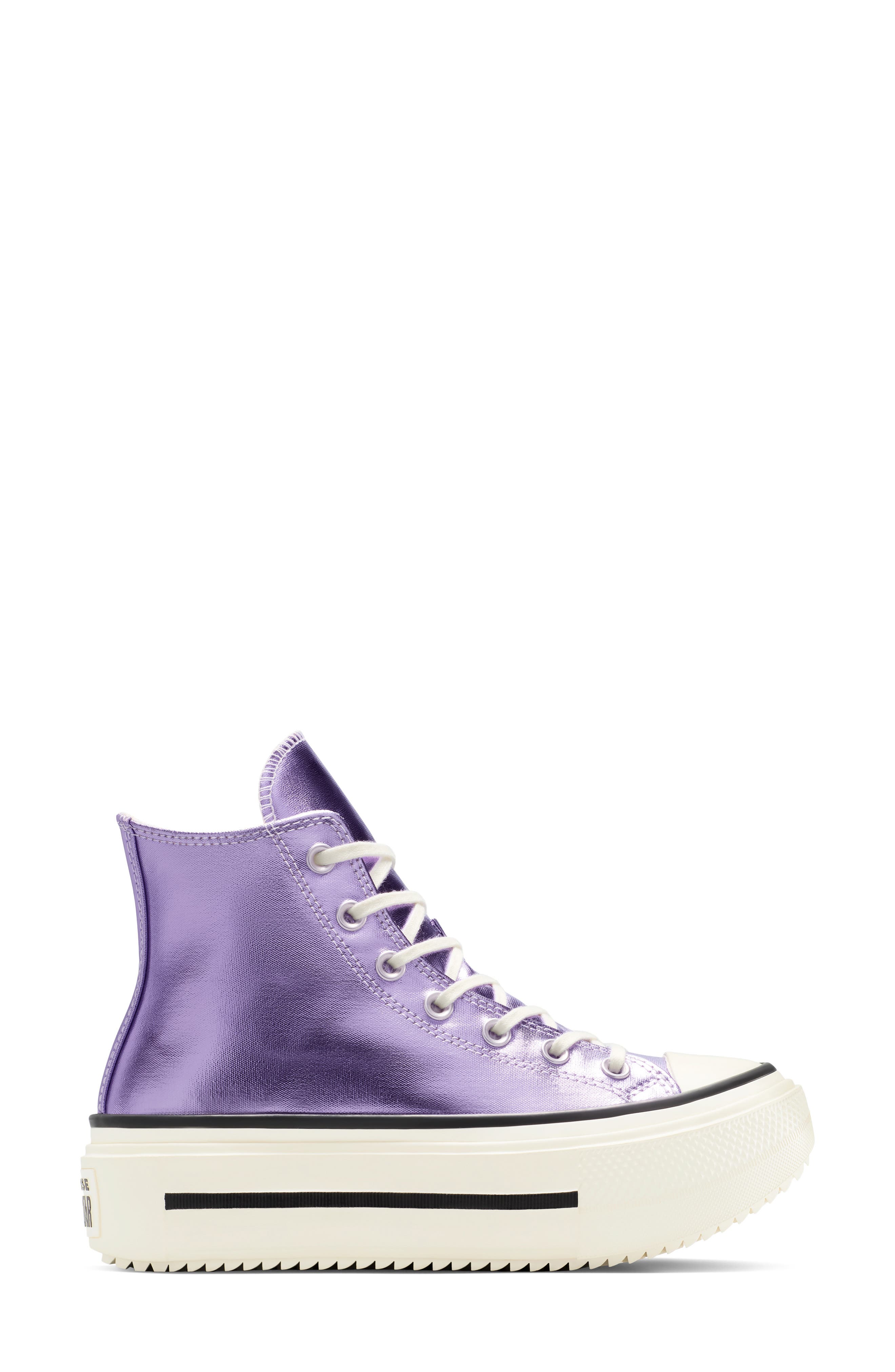 Converse Gender Inclusive Chuck Taylor<sup>®</sup> All Star<sup>®</sup> Double Stack High Top Sneaker, Alternate, color, Light Purple/ Egret/ Black