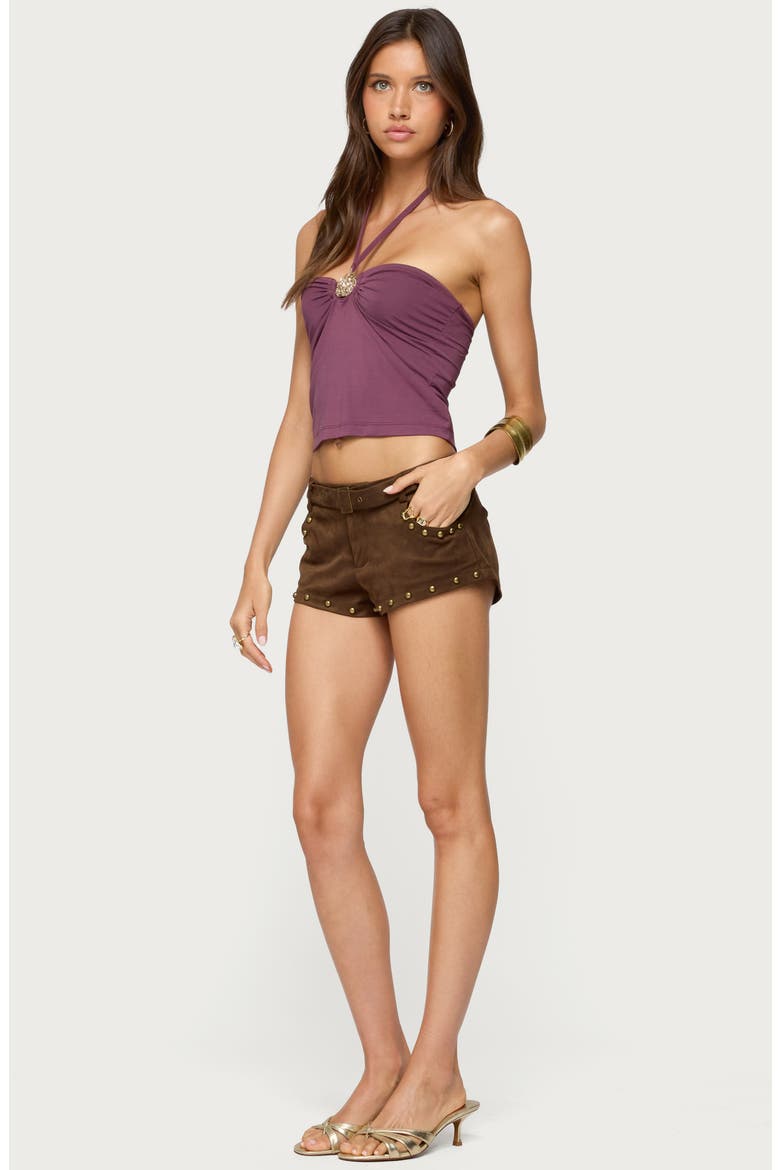 Metal Accent Halter Top, Alternate, color, BURGUNDY