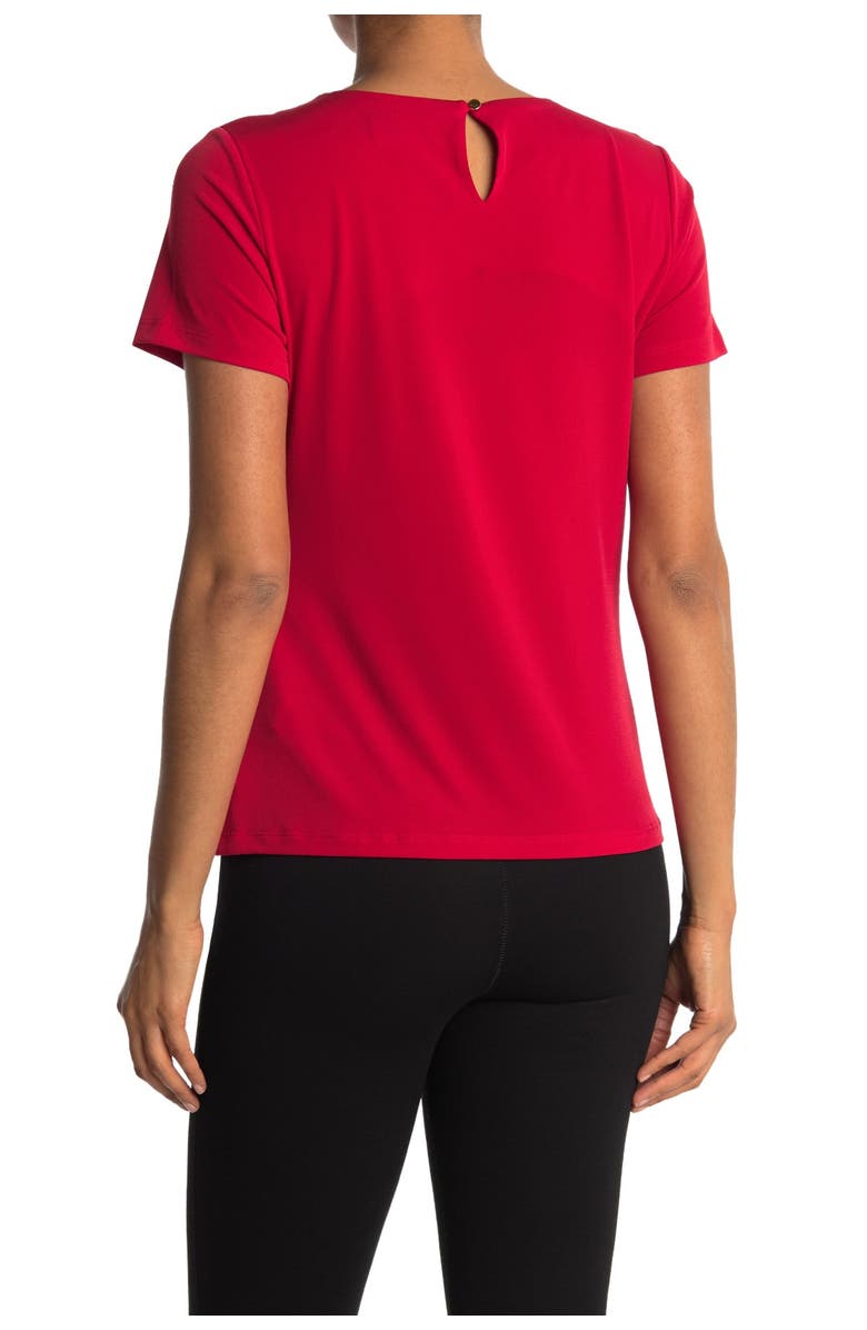 Calvin Klein Pleated Neck Short Sleeve Top, Alternate, color, 