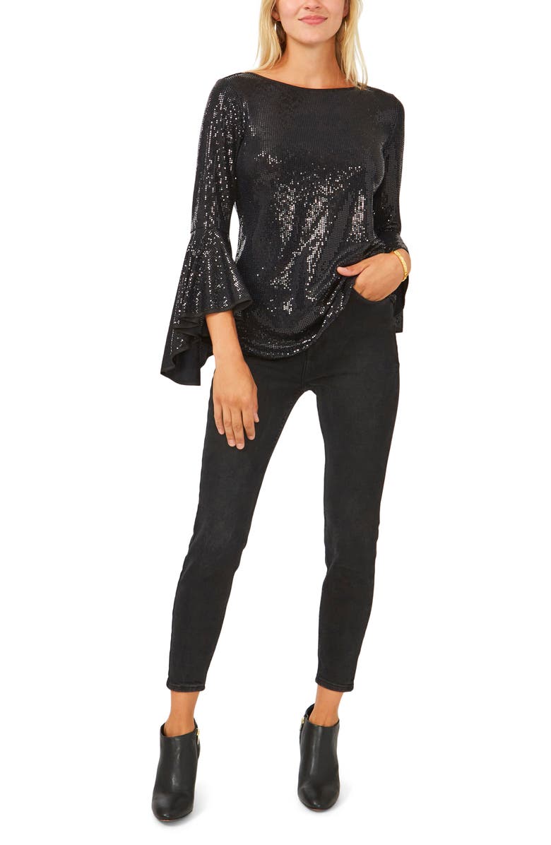 Vince Camuto Sequin Bell Sleeve Top, Alternate, color,