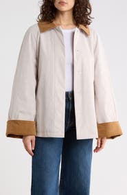 Sam Edelman Corduroy Trim Rain Jacket