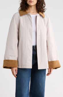 Sam Edelman Corduroy Trim Rain Jacket