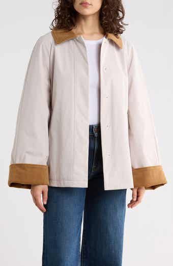 Sam Edelman Corduroy Trim Rain Jacket