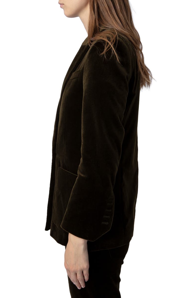 Zadig & Voltaire Visko Double Breasted Velvet Blazer, Alternate, color, 