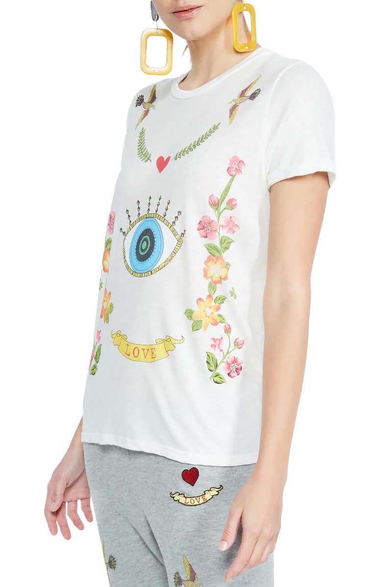Lauren Moshi Edda Floral Eye Love Top, Alternate, color, Milk