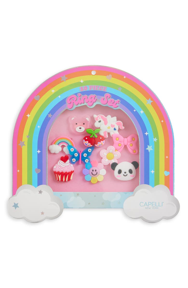 Capelli New York Kids' 10-Pack Assorted Ring Set, Main, color, Multi