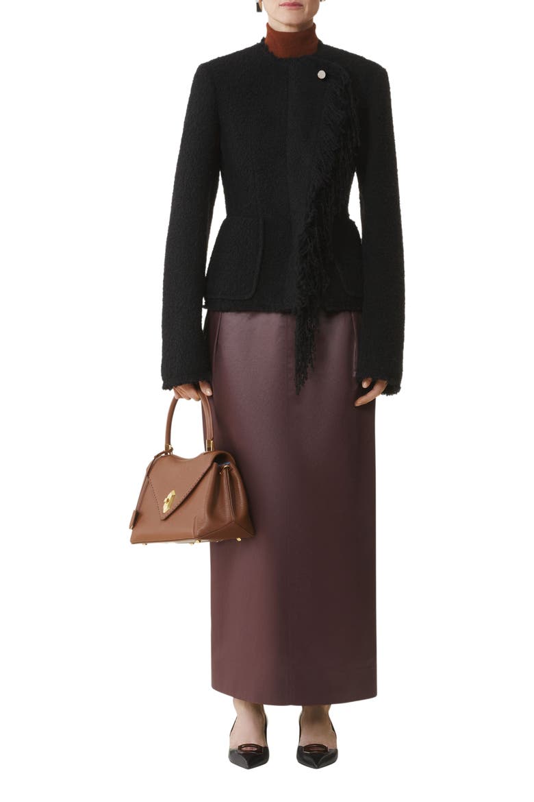 Asymmetrical Jacket In Bouclé Wool, Main, color, Black
