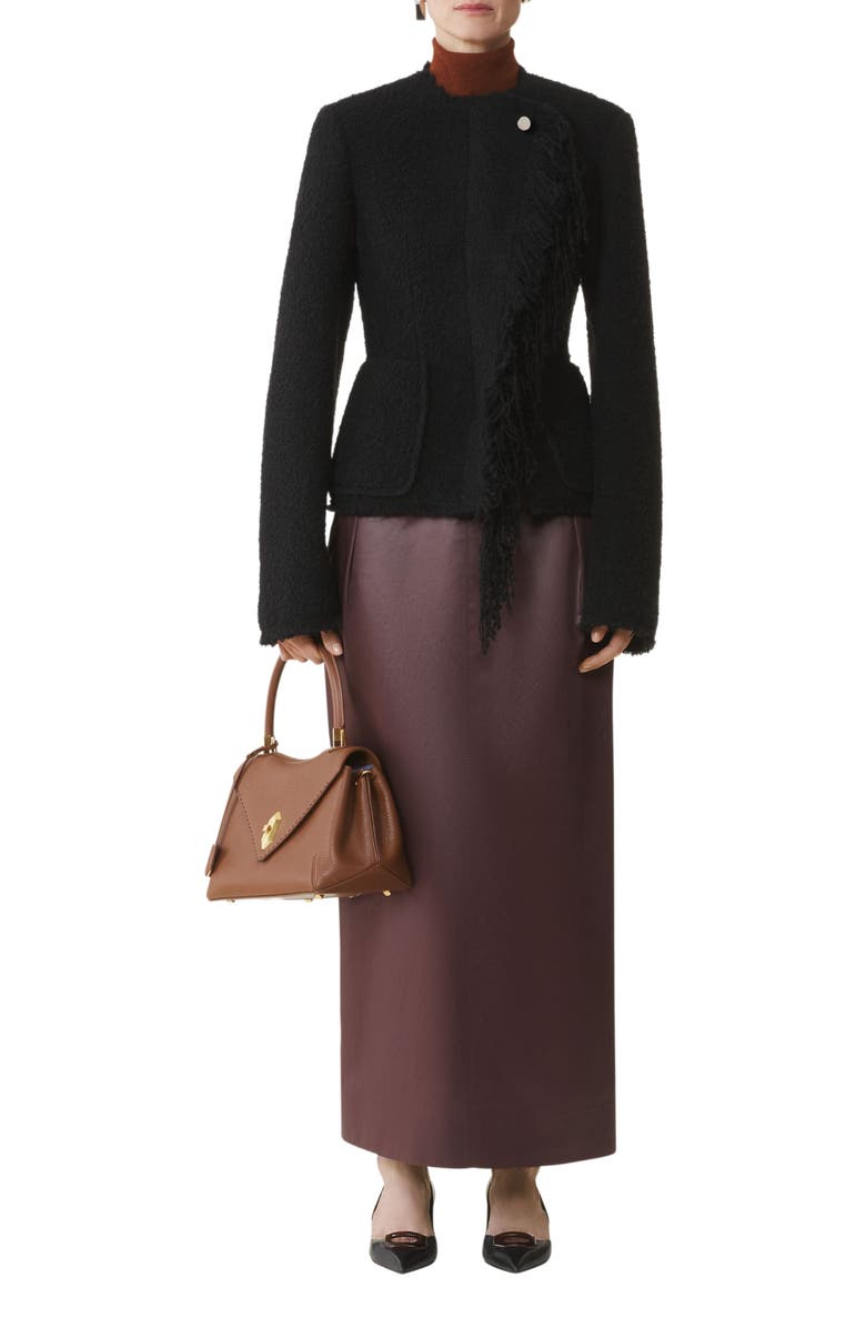 Lanvin Asymmetrical Jacket In Bouclé Wool, Main, color, Black