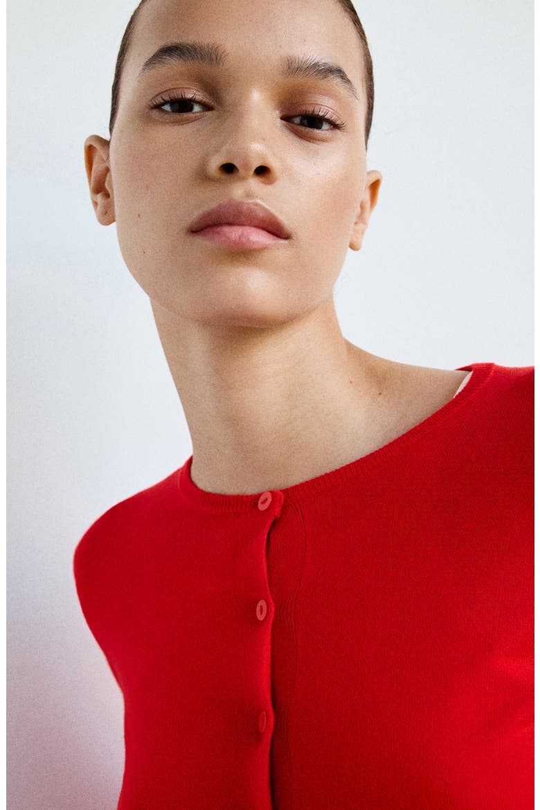Crewneck Cardigan, Alternate, color, RED