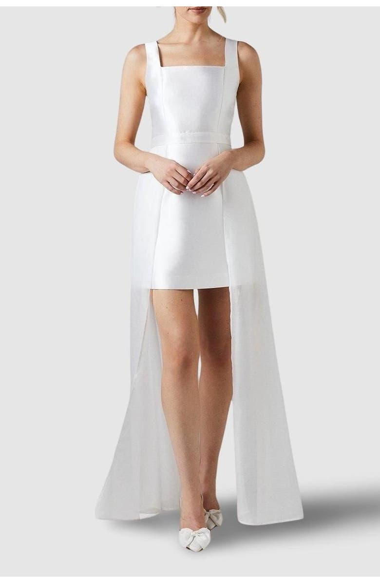 Coast Twill Mini Wedding Dress, Alternate, color, Ivory