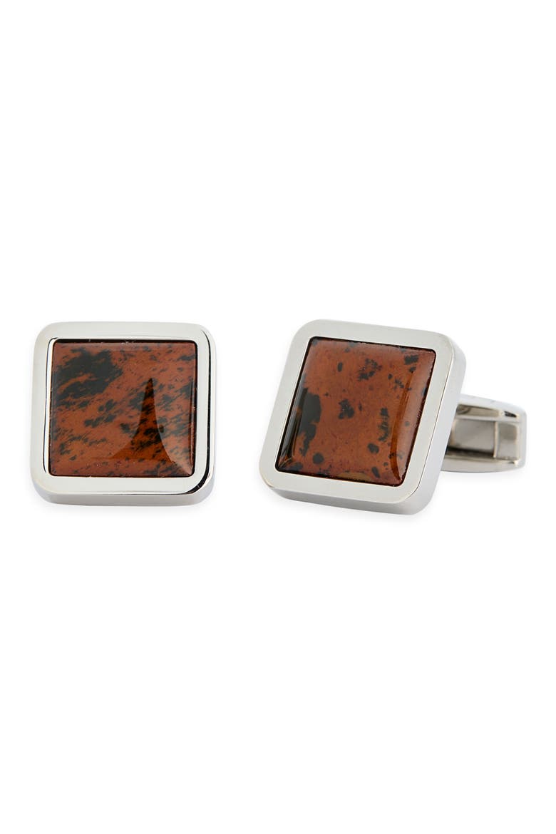Mahogany Square Cuff Links, Main, color, MAHOGANY BROWN