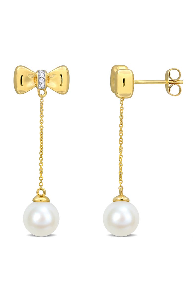 Julianna B. Cultured Pearl & Diamond Dangle Earrings 10k, Main, color, White Fw Pearl