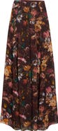 Lela Rose Floral Chiffon A-Line Maxi Skirt