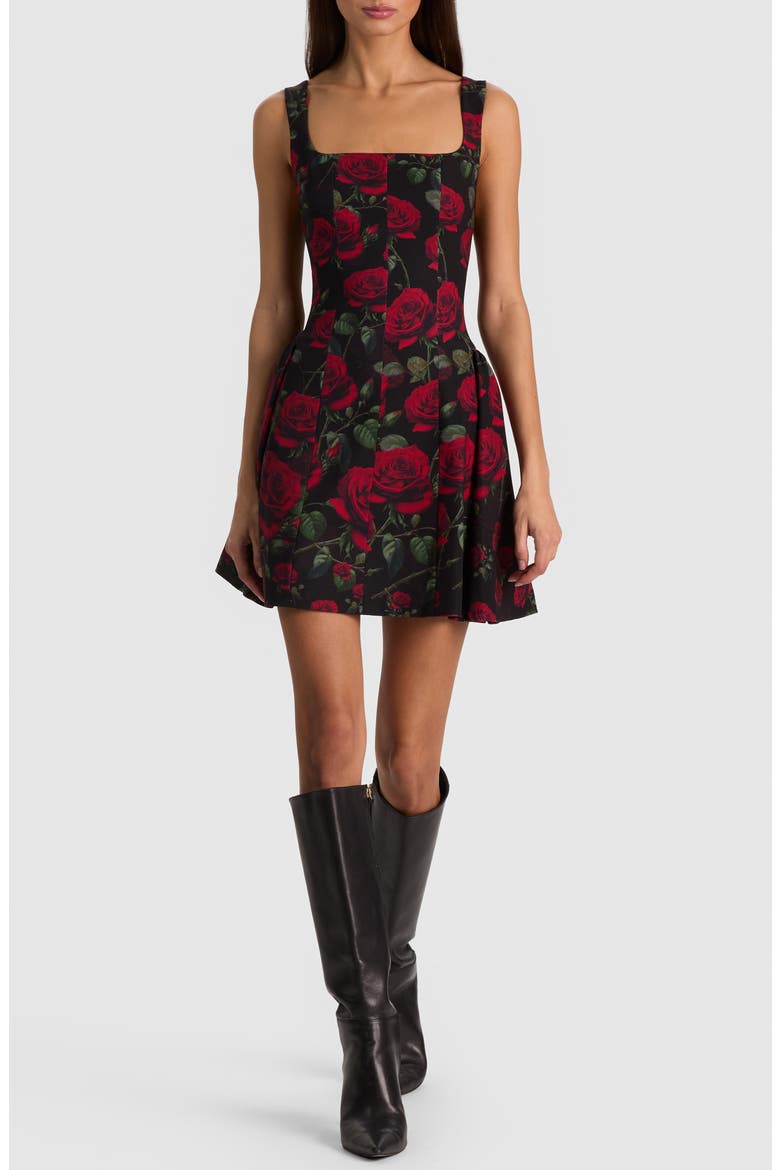 Vera Dropped Waist Minidress, Main, color, ROUGE ROMANCE BLACK