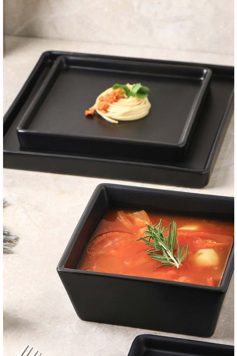 Grace Stoneware 4-Piece Bowl Set, Alternate, color, Black Matte