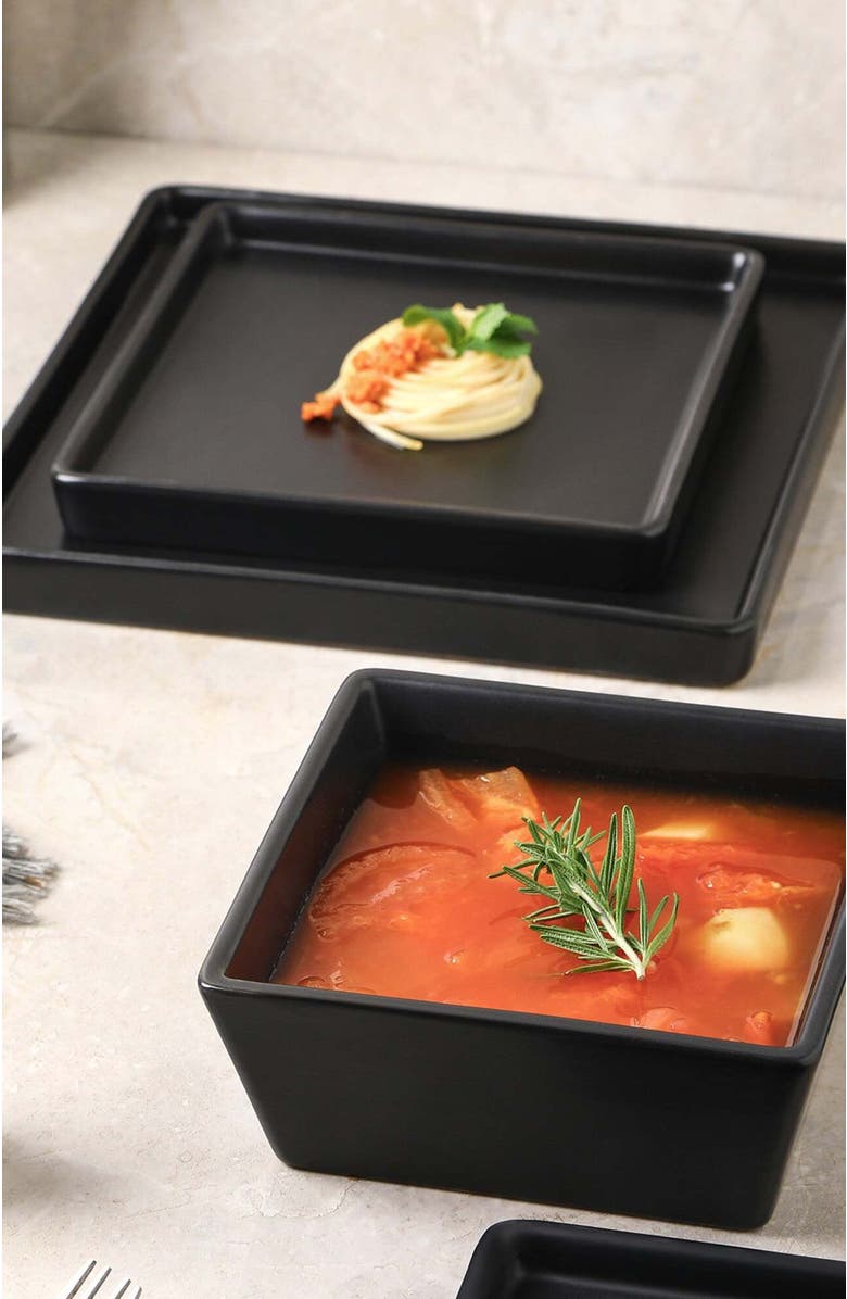 Stone Lain Grace Stoneware 4-Piece Bowl Set, Alternate, color, Black Matte