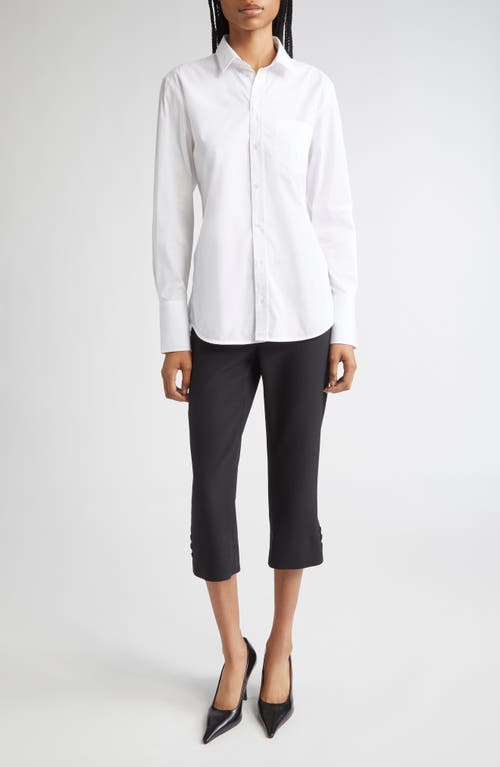 Victoria Beckham Buttoned Cuff Cropped Wool Trousers In Black