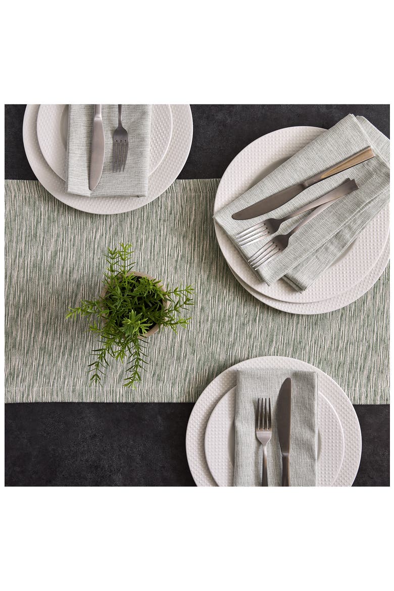 Hedge Green Space Dyed Cotton Table Runner, Alternate, color, GREEN