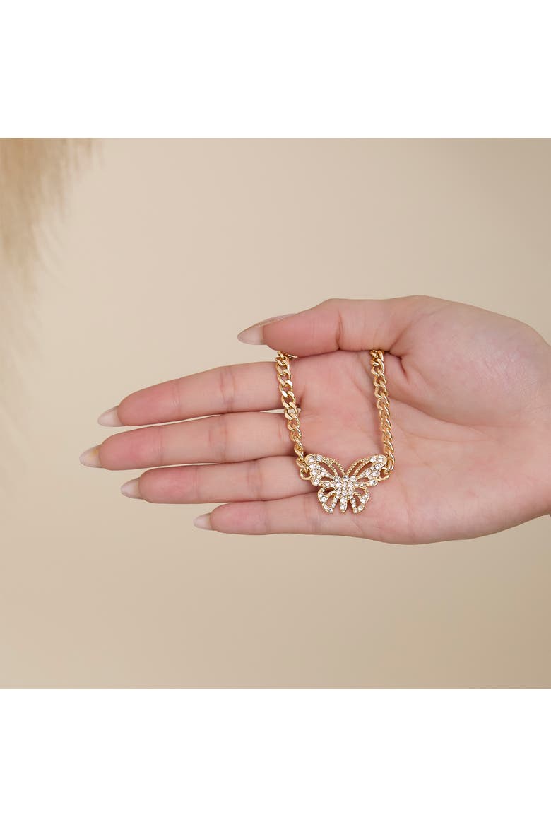 Butterfly Pendant Chain Necklace, Alternate, color, Gold
