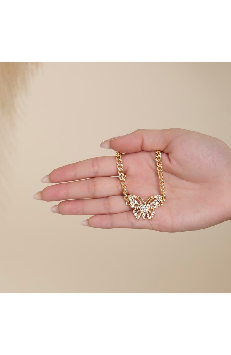 Jessica Simpson Butterfly Pendant Chain Necklace, Alternate, color, Gold