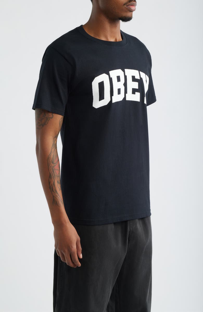 Obey Collegiate Graphic T-Shirt, Alternate, color, Black