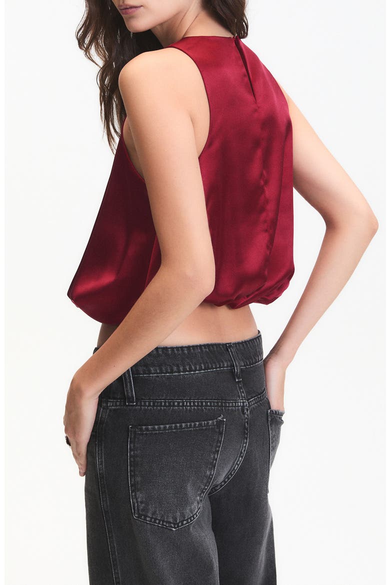 Leonard Crop Sleeveless Satin Top, Alternate, color, ROUGE