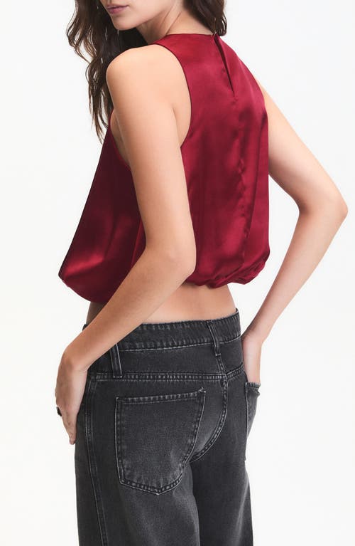 Deluc Leonard Crop Sleeveless Satin Top In Red
