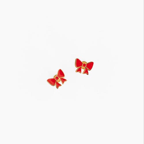 PIP POP PIP POP RED BOW STUD EARRINGS 