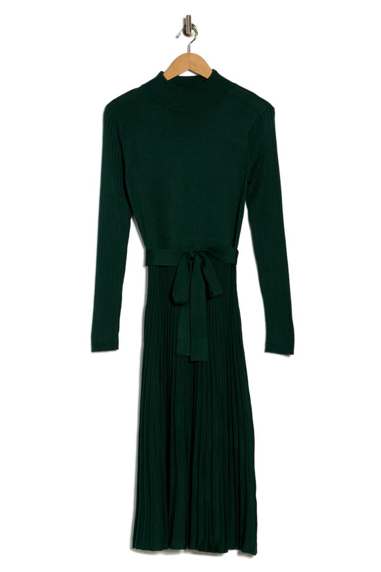 Mock Neck Long Sleeve Sweater Dress, Alternate, color, HUNTER