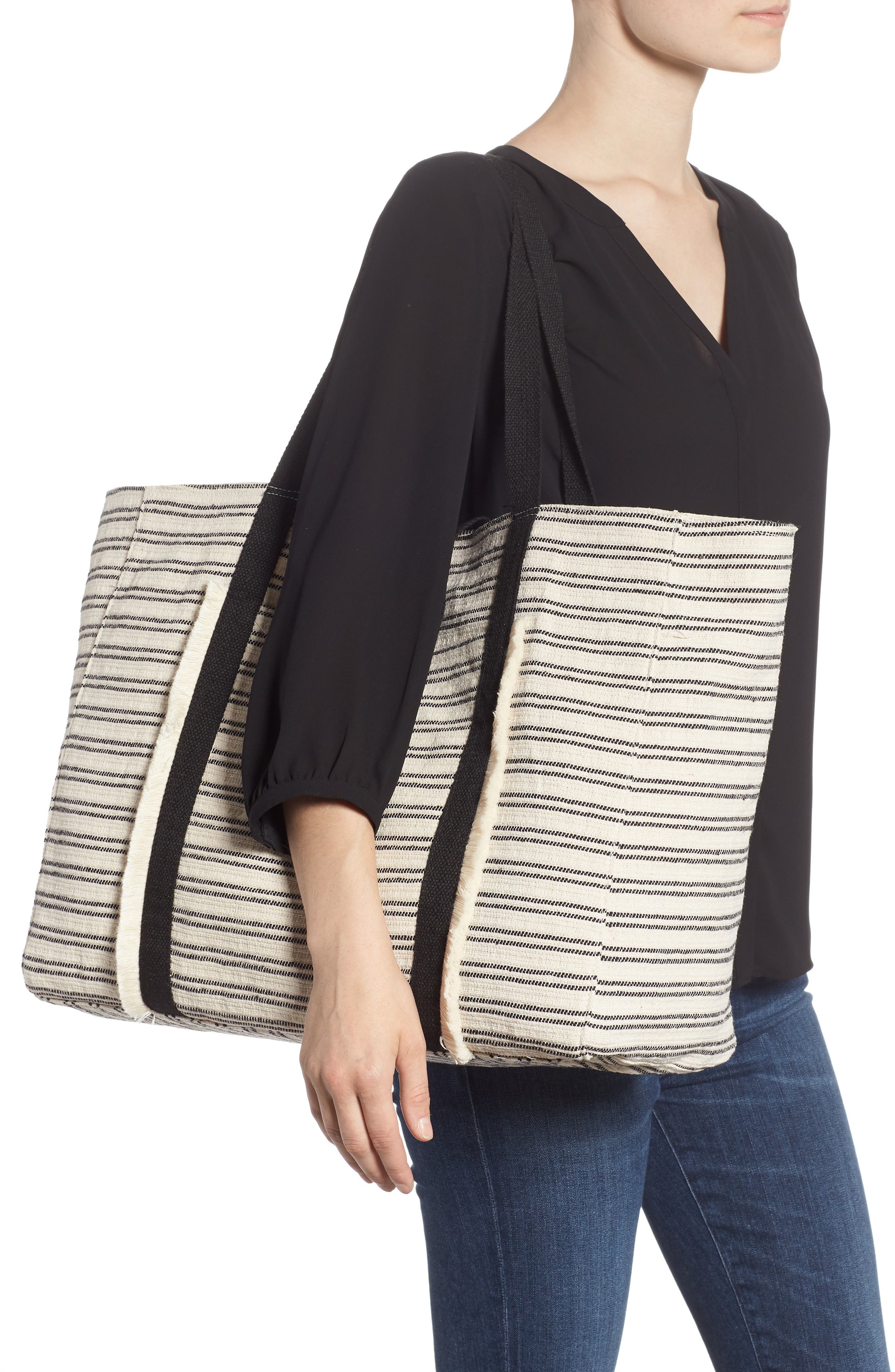 Violet Ray New York Stripe Canvas Weekend Bag, Alternate, color, 