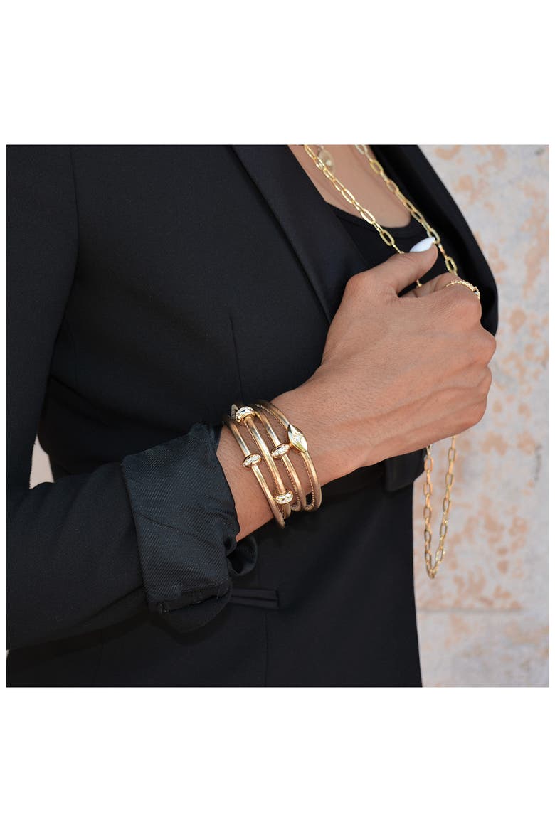 Set of 2 Starlight & Good Karma Metallic Leather Wrap Bracelets, Alternate, color, METALLIC GOLD