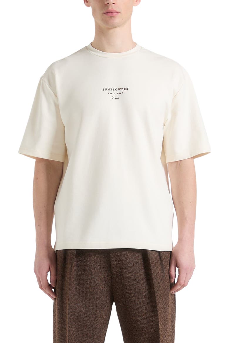 Sunflowers Van Gogh Cotton T-Shirt, Main, color, Cream