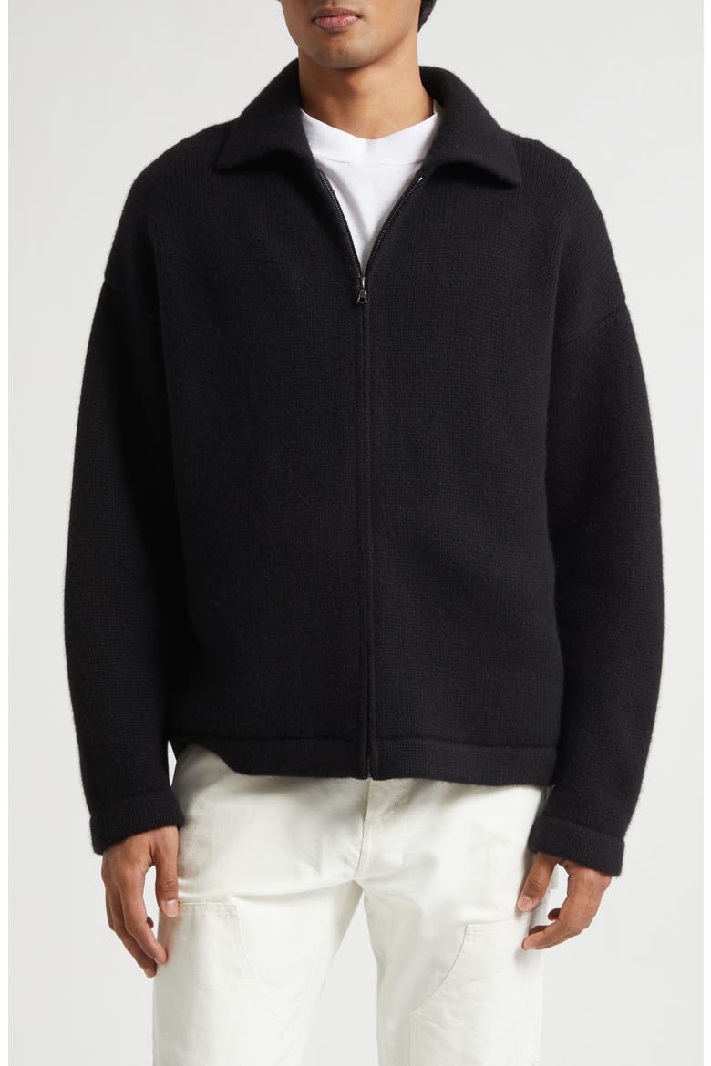 Hunter Cashmere Zip Cardigan, Main, color, BLACK