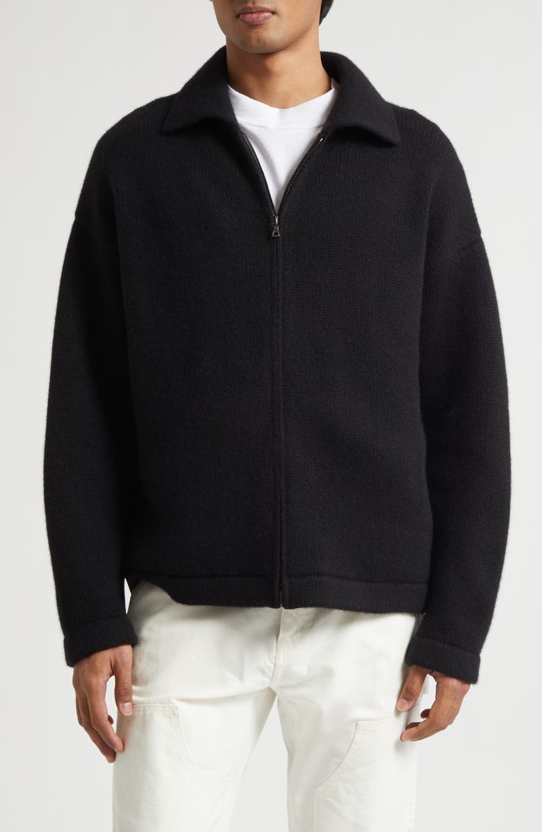 The Elder Statesman Hunter Cashmere Zip Cardigan, Main, color, Black