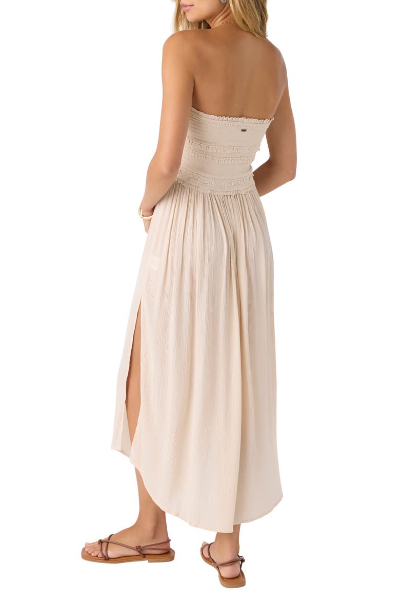 Devyn Smocked Strapless Midi Dress, Alternate, color, TAPIOCA