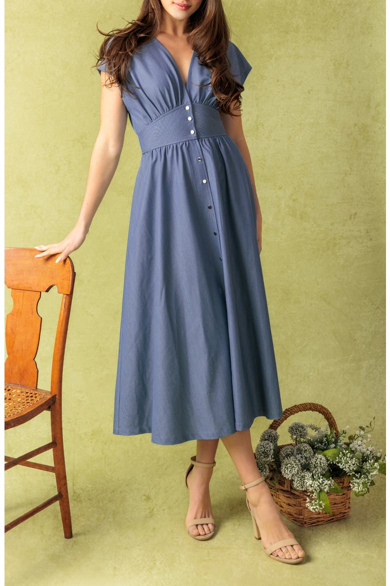 Buttoned Midi Dress, Alternate, color, SLATE BLUE