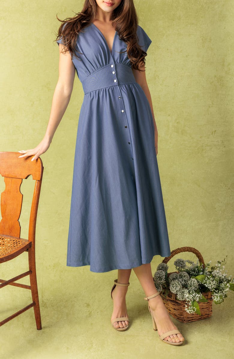 FLYING TOMATO Buttoned Midi Dress, Alternate, color, 