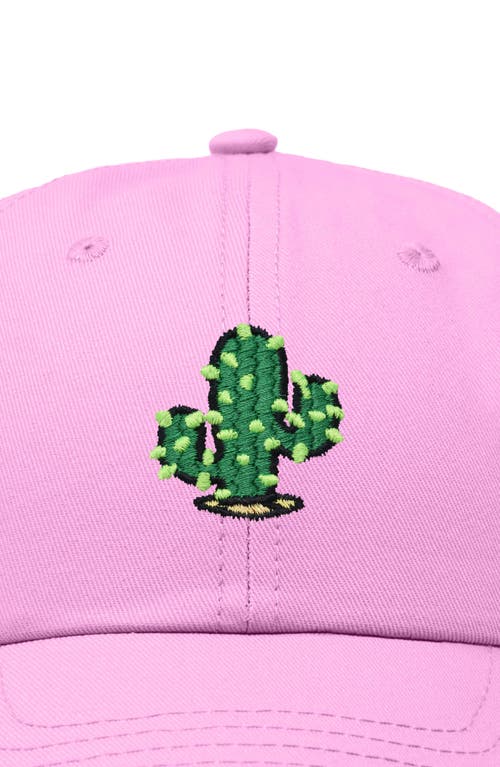 Dalix Cactus Embroidered Low Crown Cap In Light Pink
