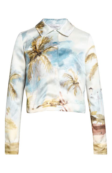 Dominican Landscape Crop Satin Jacket