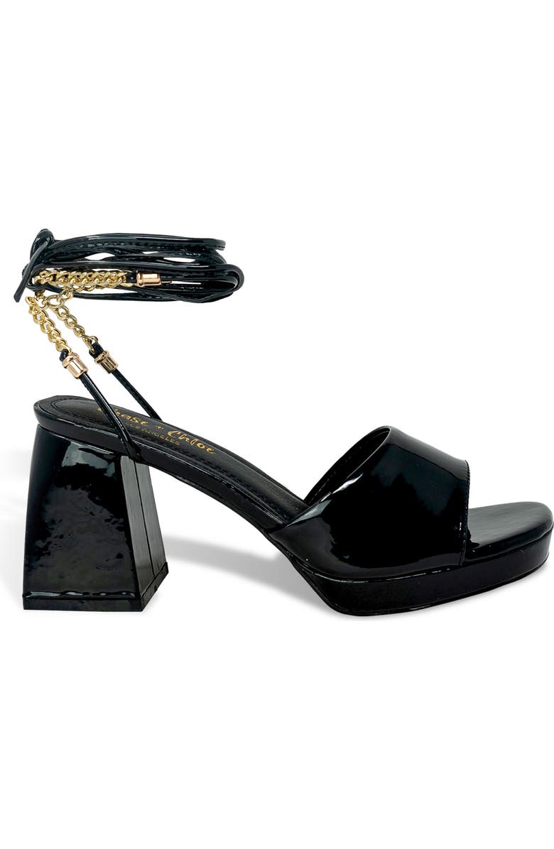 CHASE AND CHLOE Zendaya Chain Ankle Wrap Platform Sandal, Alternate, color,