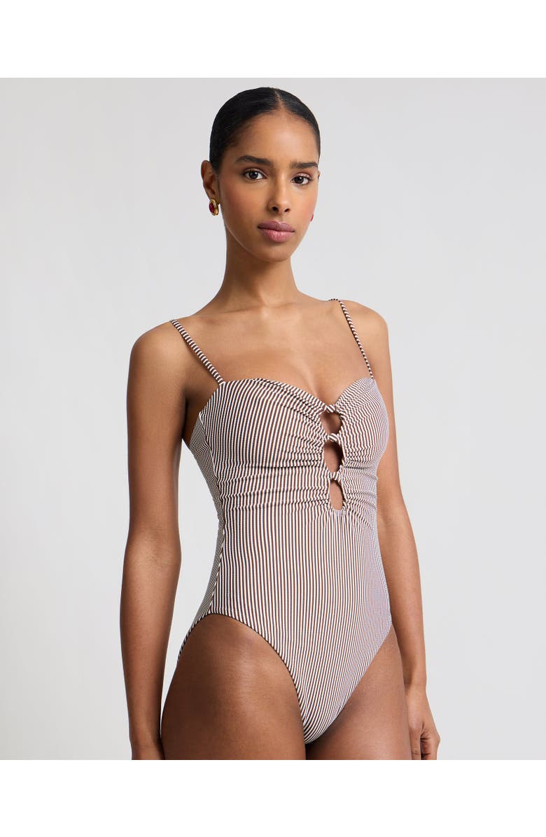 Onia Colette One-Piece, Alternate, color, Brown/White