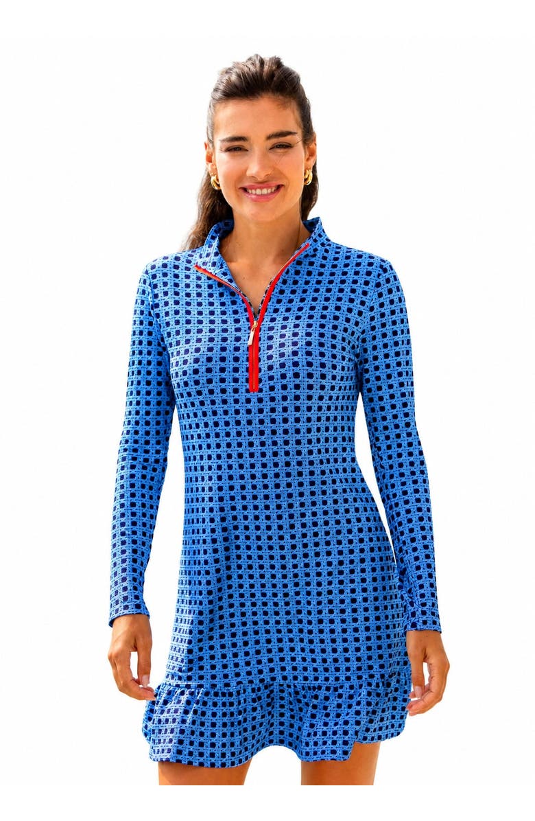 Cabana Life Longsleeve Ruffle Sport Dress, Alternate, color, Heritage