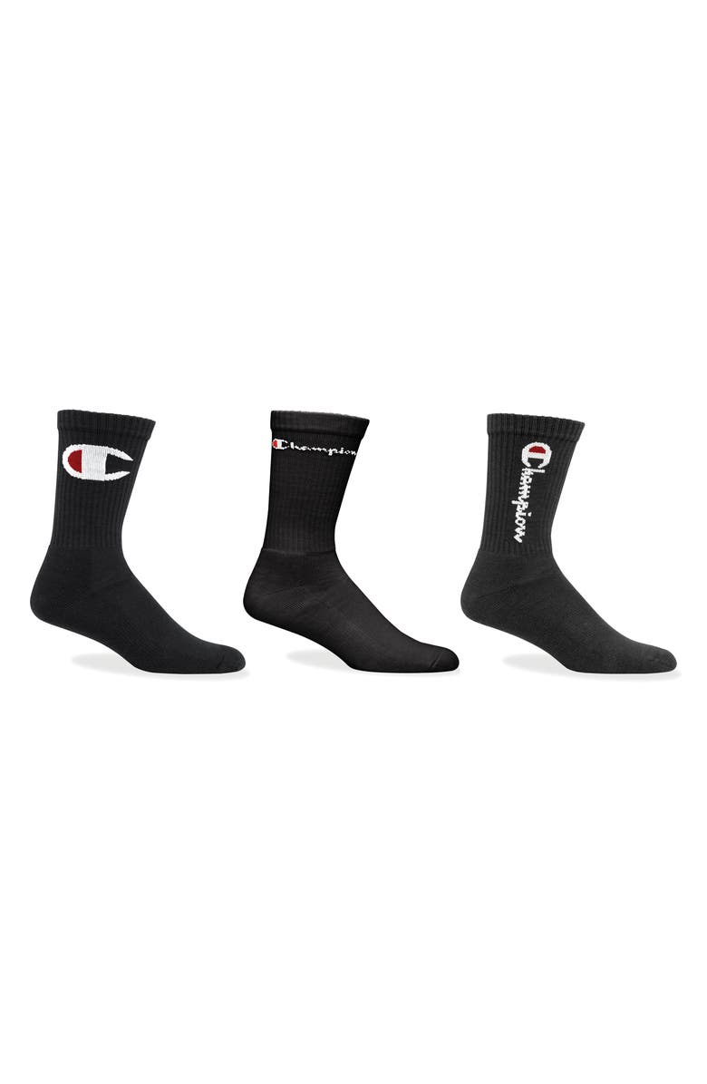 Champion 3-Pack Multi Logo Crew Socks, Main, color,