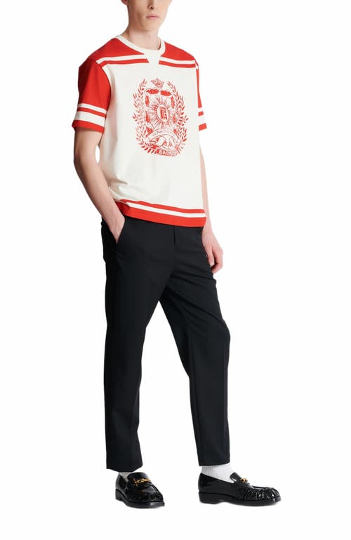 Balmain Varsity Print T-shirt In Red