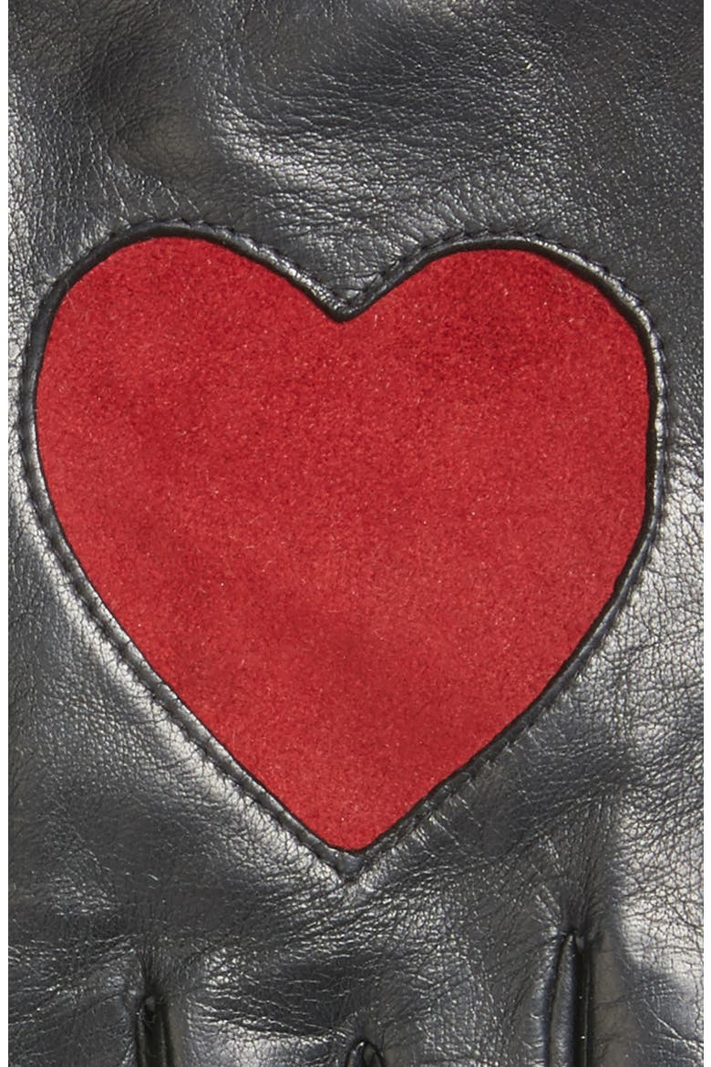 Heart Leather Gloves, Alternate, color, BLACK M