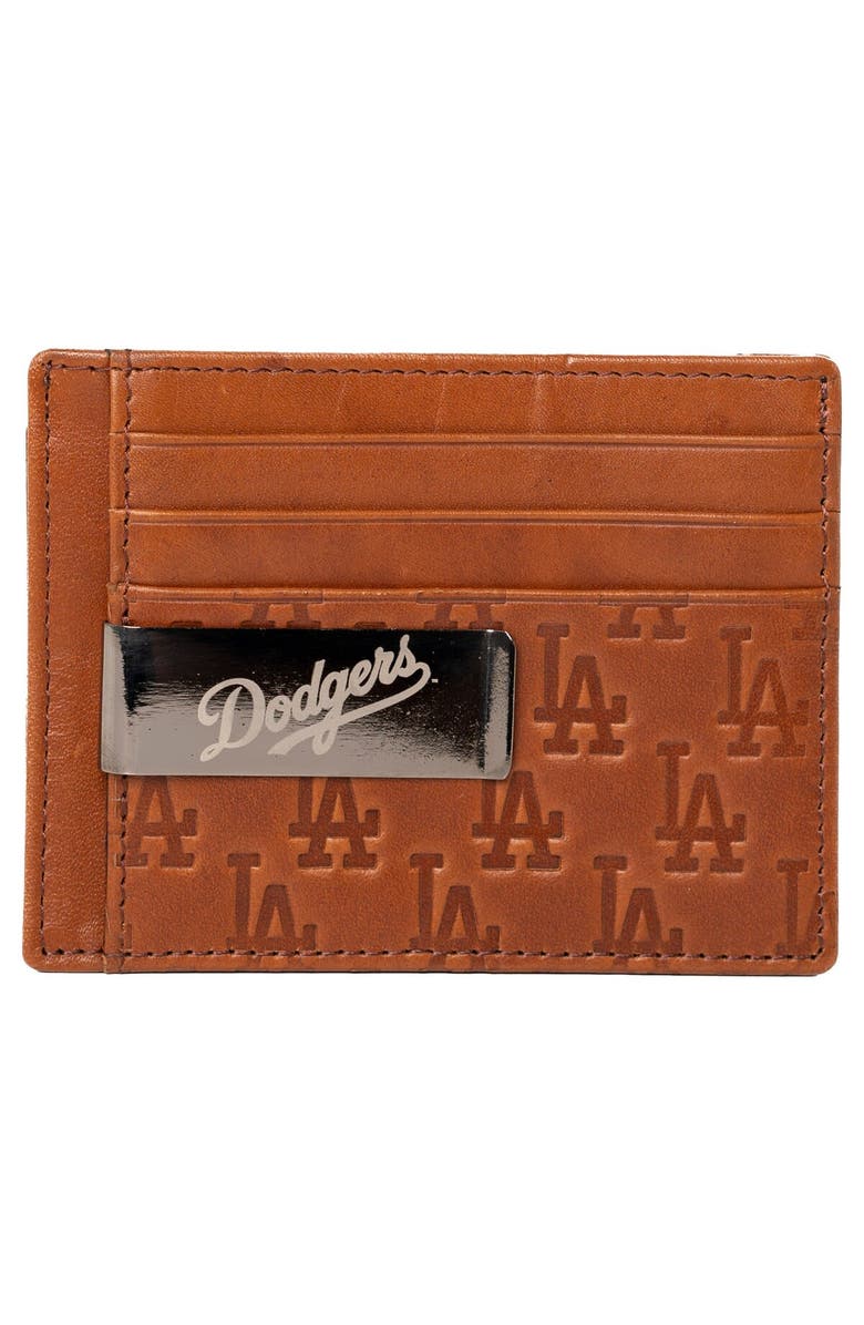 LUSSO Brown Los Angeles Dodgers Sanford Front Pocket Wallet with Money Clip, Main, color, 